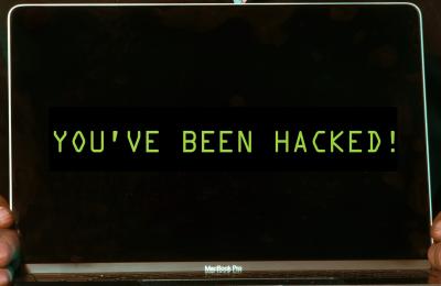 Computer screen saying "You've been hacked!"